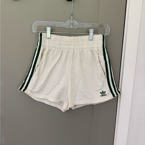 Adidas Women's Athletic Shorts in Cream with Green Accents